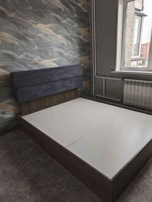 Фотография покупателя товара Кровать двуспальная «Палау», с мягким изголовьем, спальное место 1600×2000 мм, цвет серый селенит/табак - Фото 1