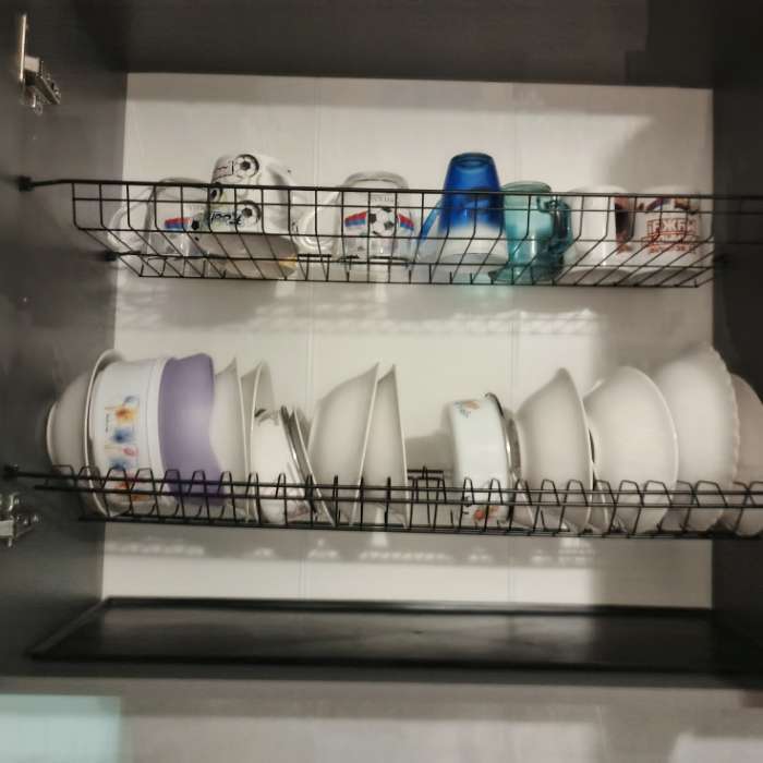 Фотография покупателя товара Сушилка для посуды с поддоном для шкафа 80 см, 76.5×25.6 см, чёрная - Фото 1
