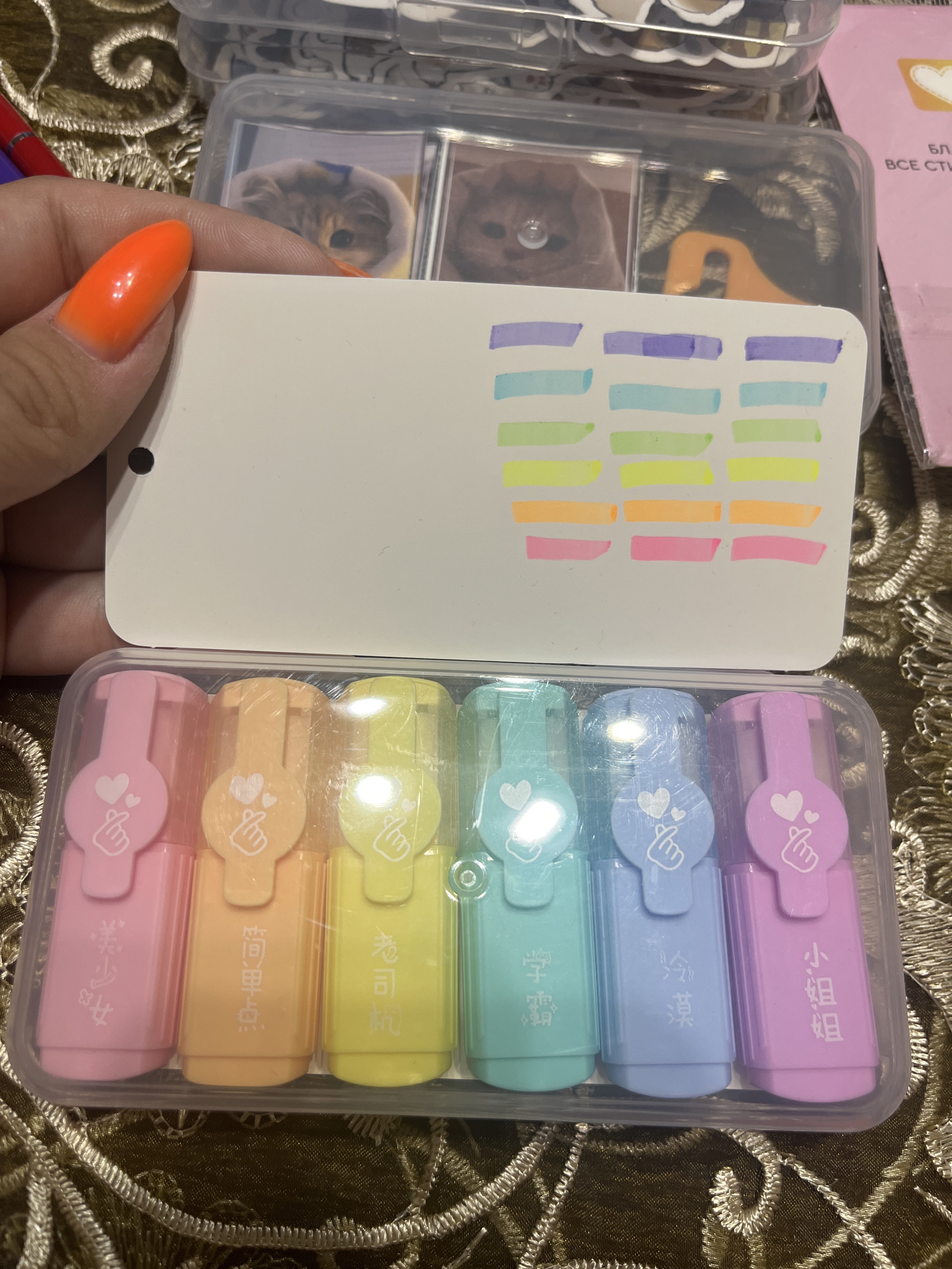 Фотография покупателя товара Набор маркеров текстовыделителей 6 цветов, в пластиковом пенале - Фото 1