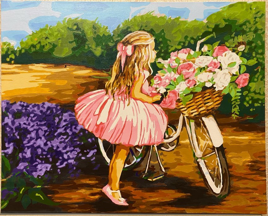 Фотография покупателя товара Картина по номерам на холсте с подрамником «Девочка с велосипедом» 40 × 50 см - Фото 9