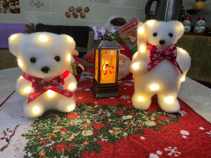 Фотография покупателя товара Светодиодная фигура «Медвежонок в бабочке» 9 × 12 × 8 см, флок, батарейки CR2032х2 (не в комплекте), свечение тёплое белое - Фото 2
