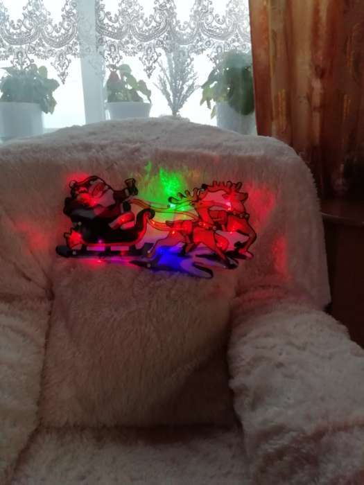 Фотография покупателя товара Светодиодная фигура «Дед Мороз в санях» 45 × 24 см, пластик, 220 В, свечение мульти (RG/RB) - Фото 1