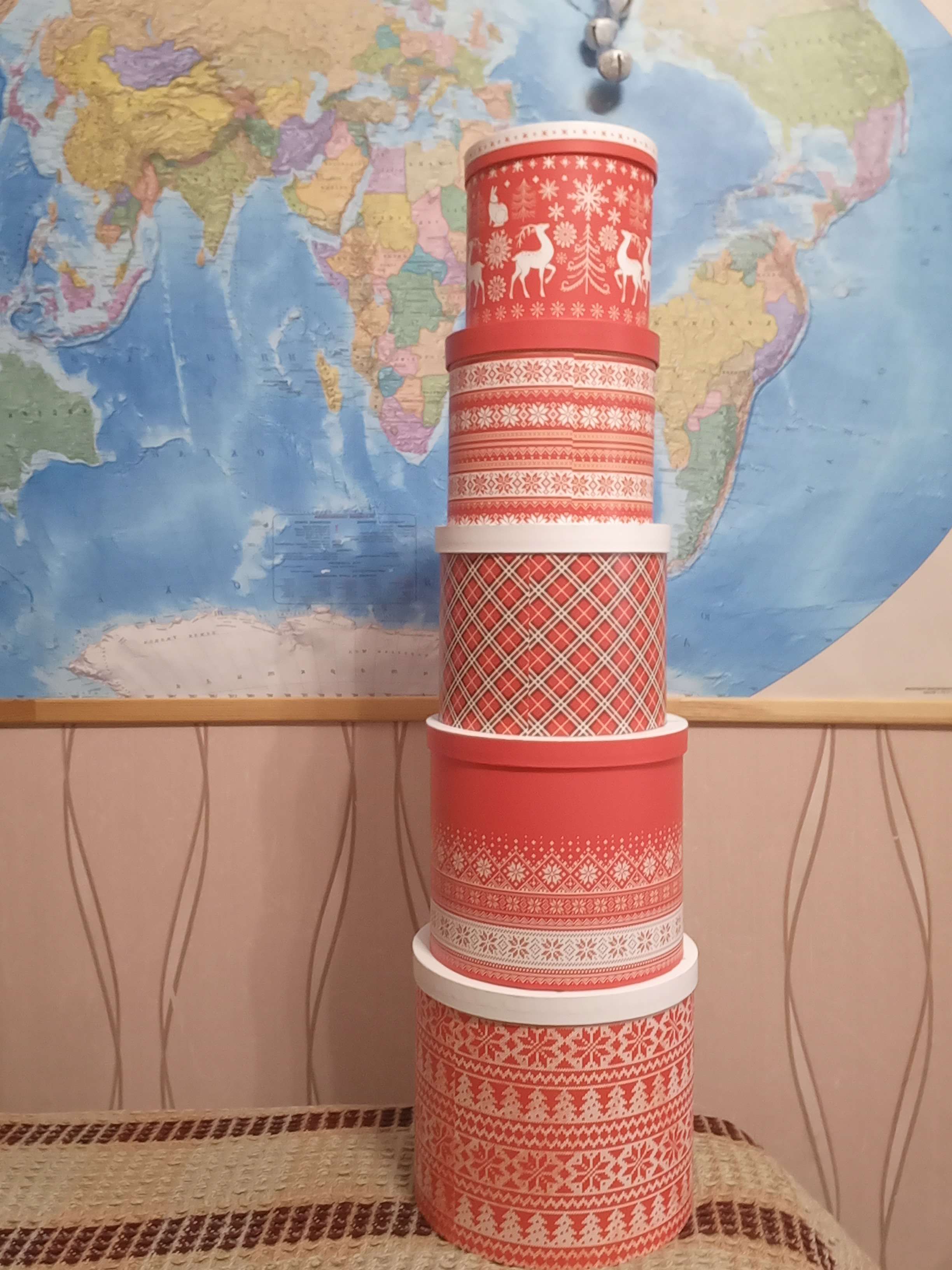 Фотография покупателя товара Набор подарочных коробок 5 в 1 «Скандинавские узоры», 13 × 14‒19.5 × 22 см