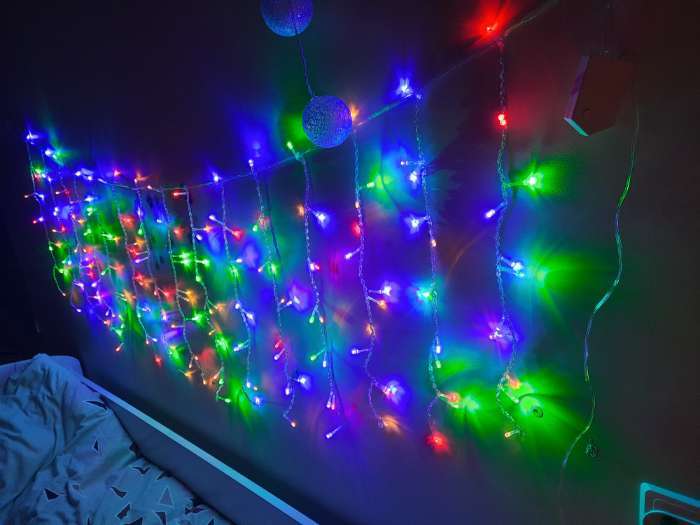 Фотография покупателя товара Гирлянда «Занавес» 2 × 3 м, IP20, прозрачная нить, 720 LED, свечение мульти, 8 режимов, 220 В - Фото 28