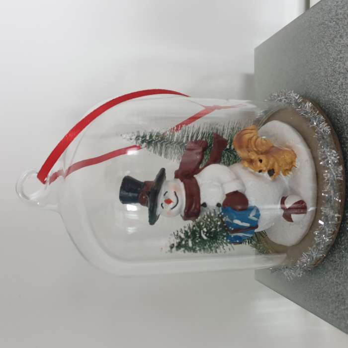 Фотография покупателя товара Фигурка-подвеска «Снеговик с ёлкой, белкой и подарками под куполом», ёлочная игрушка, 9.5×9.5×12.5 см - Фото 1