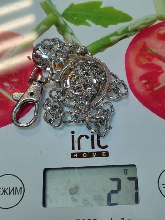 Фотография покупателя товара Кольцо для брелока на цепочке, с карабином, d=28 мм, 39 см, цвет серебряный - Фото 1