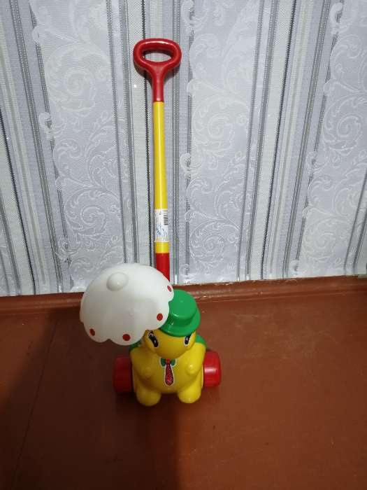 Фотография покупателя товара Каталка - черепашка «Тортилла», длина ручки 49 см, цвета МИКС - Фото 1
