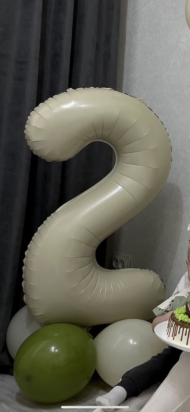 Фотография покупателя товара Шар фольгированный 40" Цифра 3, цвет «Взбитые сливки» - Фото 1