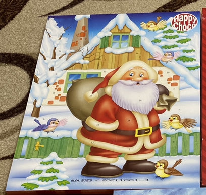 Фотография покупателя товара Адвент календарь с мини плитками из молочного шоколада "Санта" ассорти, 50 г - Фото 2
