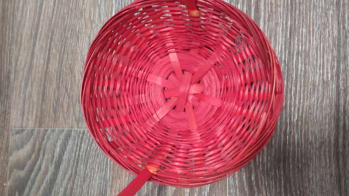 Фотография покупателя товара Корзина плетеная, бамбук, D19xH5 см, красный