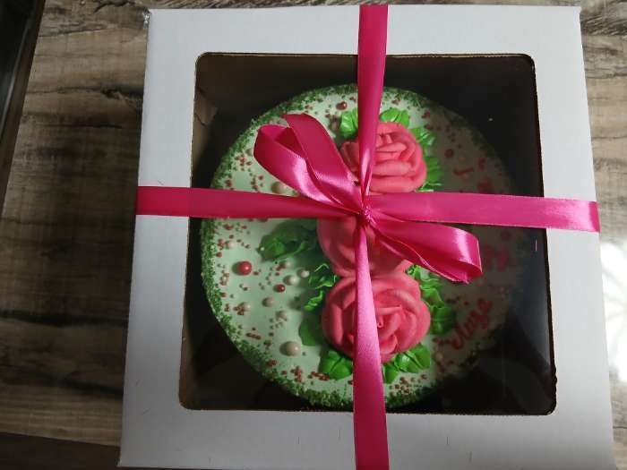 Фотография покупателя товара Коробка для торта, с окном, 30×30×19 см - Фото 1