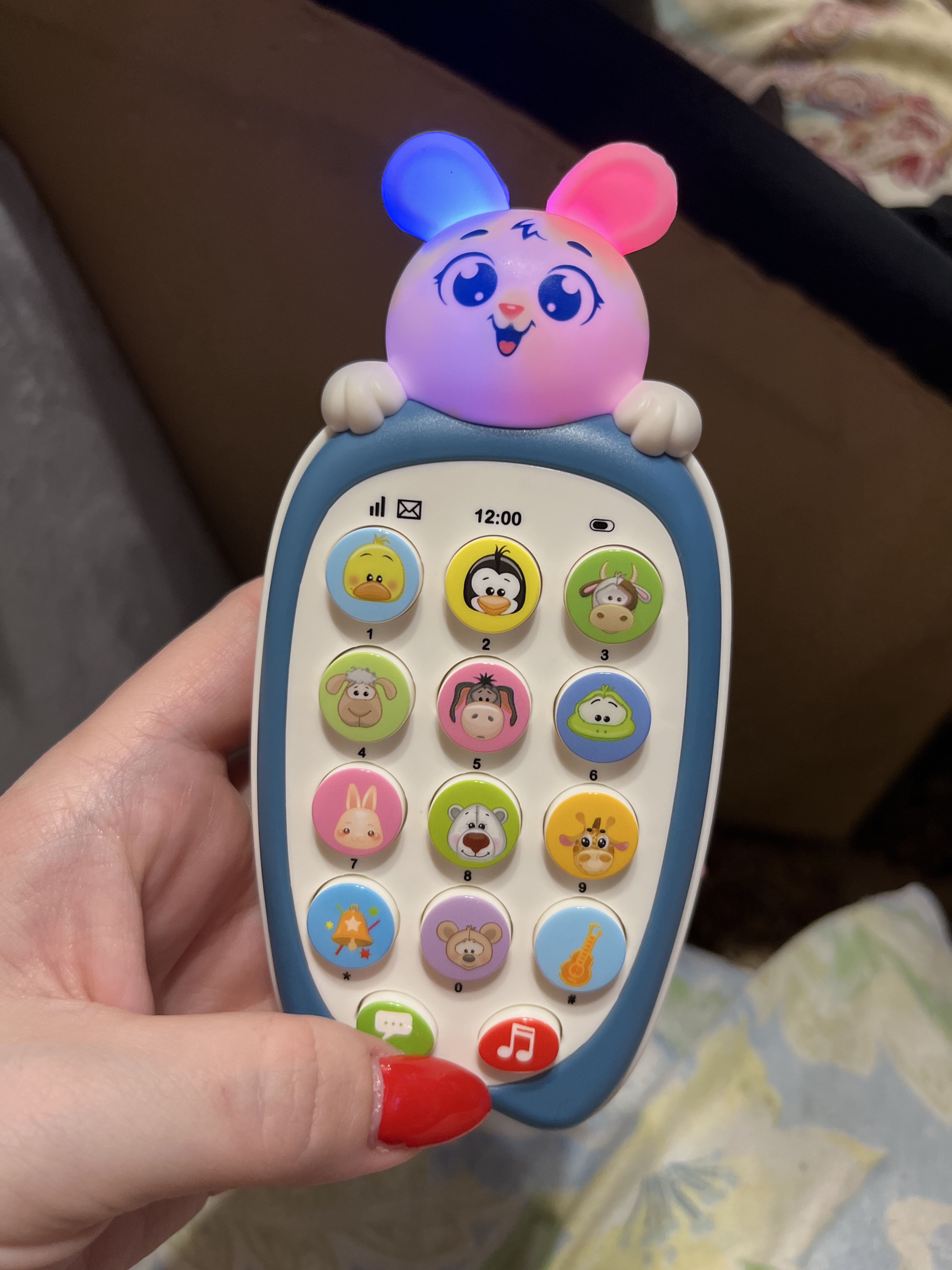 Фотография покупателя товара Музыкальный телефон детский «Малыш Банни», звук, цвет синий - Фото 7