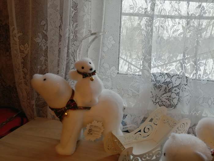 Фотография покупателя товара Светодиодная фигура «Медвежата» 26 × 16 × 16 см, флок, батарейки ААх2 (не в комплекте), свечение тёплое белое
