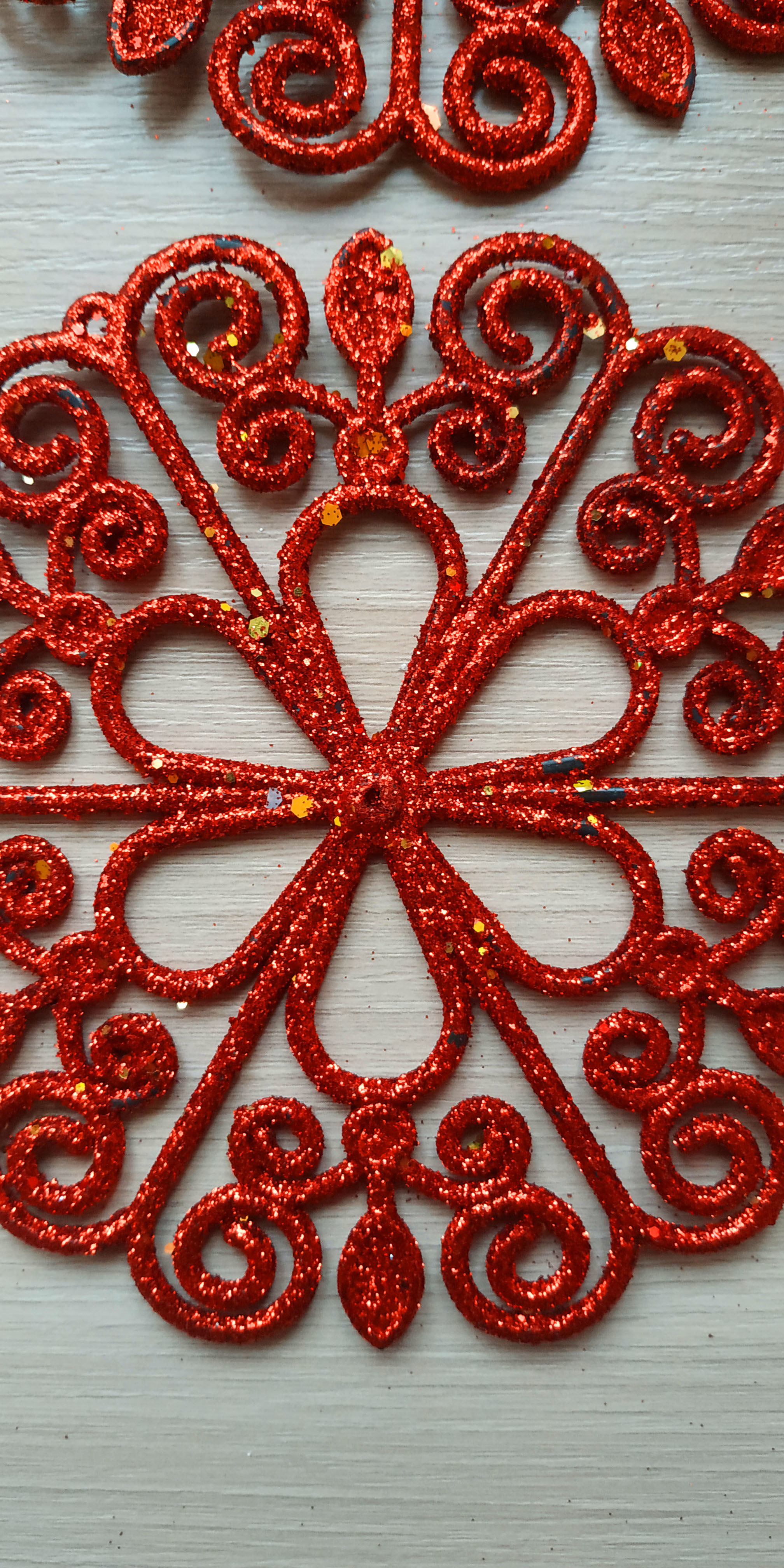 Фотография покупателя товара Украшение ёлочное "Снежинка-цветок" (набор 2 шт) d-12 см красный