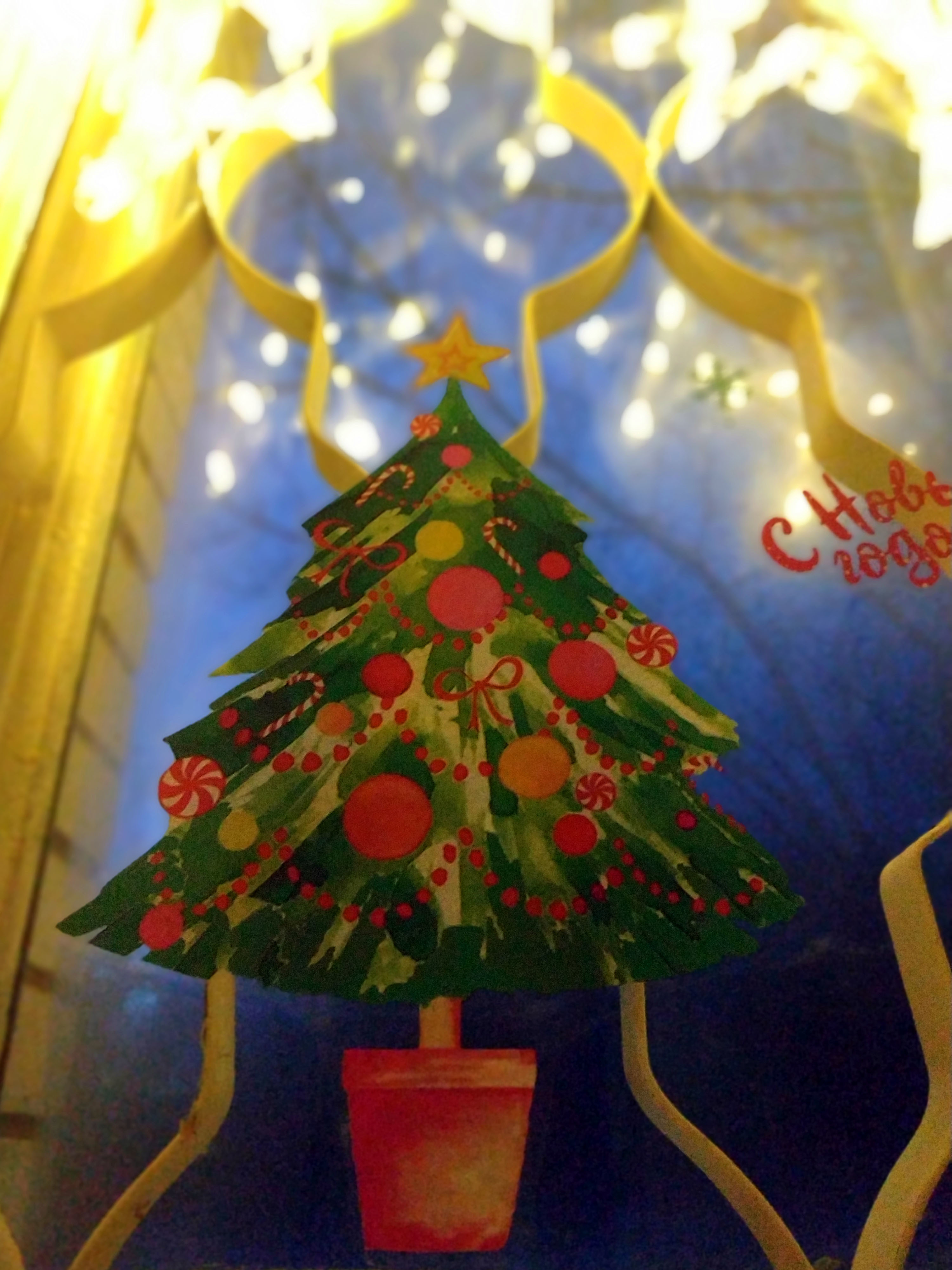 Фотография покупателя товара Наклейки на стекло «Новогодняя ёлка», многоразовые, 20 × 34 см