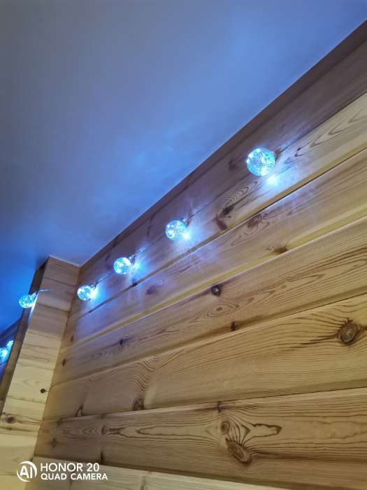 Фотография покупателя товара Гирлянда «Нить» 3 м с насадками «Лампочки кристалл», IP20, прозрачная нить, 80 LED, свечение синее, 8 режимов, 220 В - Фото 11