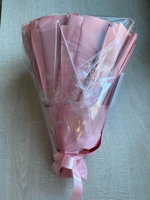 Фотография покупателя товара Пленка для цветов тонированная, матовая, розовый, 0,5 х 10 м ±1 см, 65 мкм - Фото 2