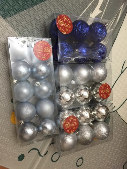 Фотография покупателя товара Набор шаров пластик d-6 см, 6 шт "Мидас - снежинки" серебро - Фото 1
