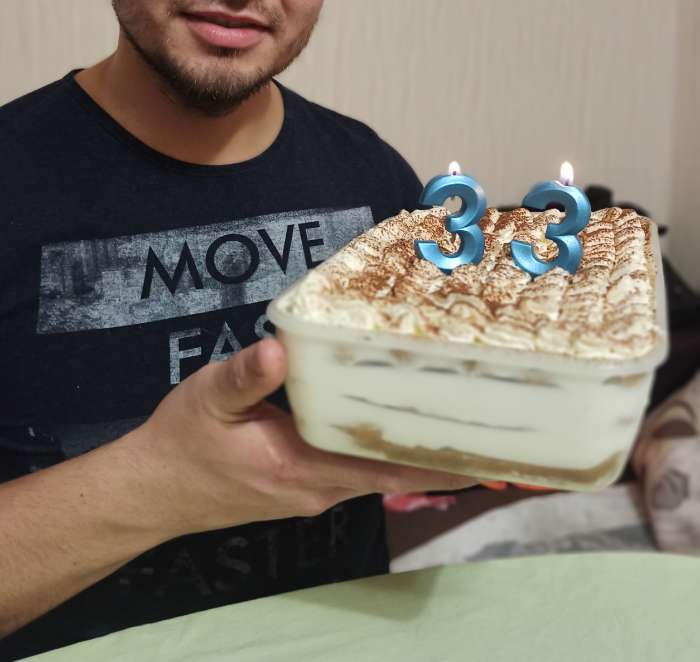 Фотография покупателя товара Свеча в торт "Грань", цифра "2", голубой металлик, 6,5 см - Фото 48
