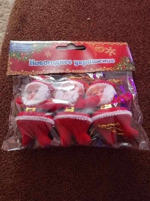 Фотография покупателя товара Украшение ёлочное "Дед Мороз с поясом" (набор 3 шт) 6 см, красный