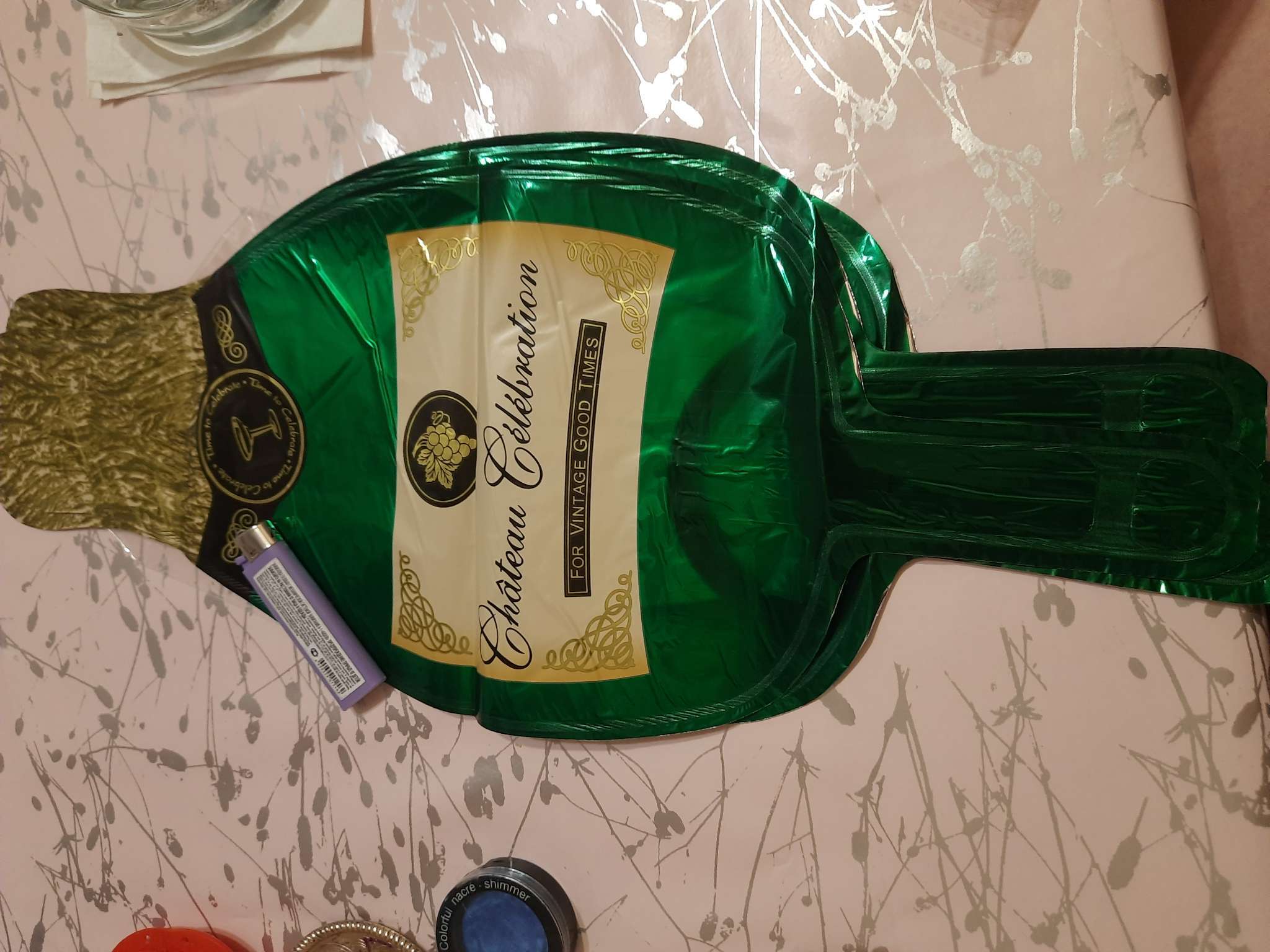 Фотография покупателя товара Воздушный шар фольгированный 9" «Бутылка шампанского», для палочки, 18+ - Фото 3