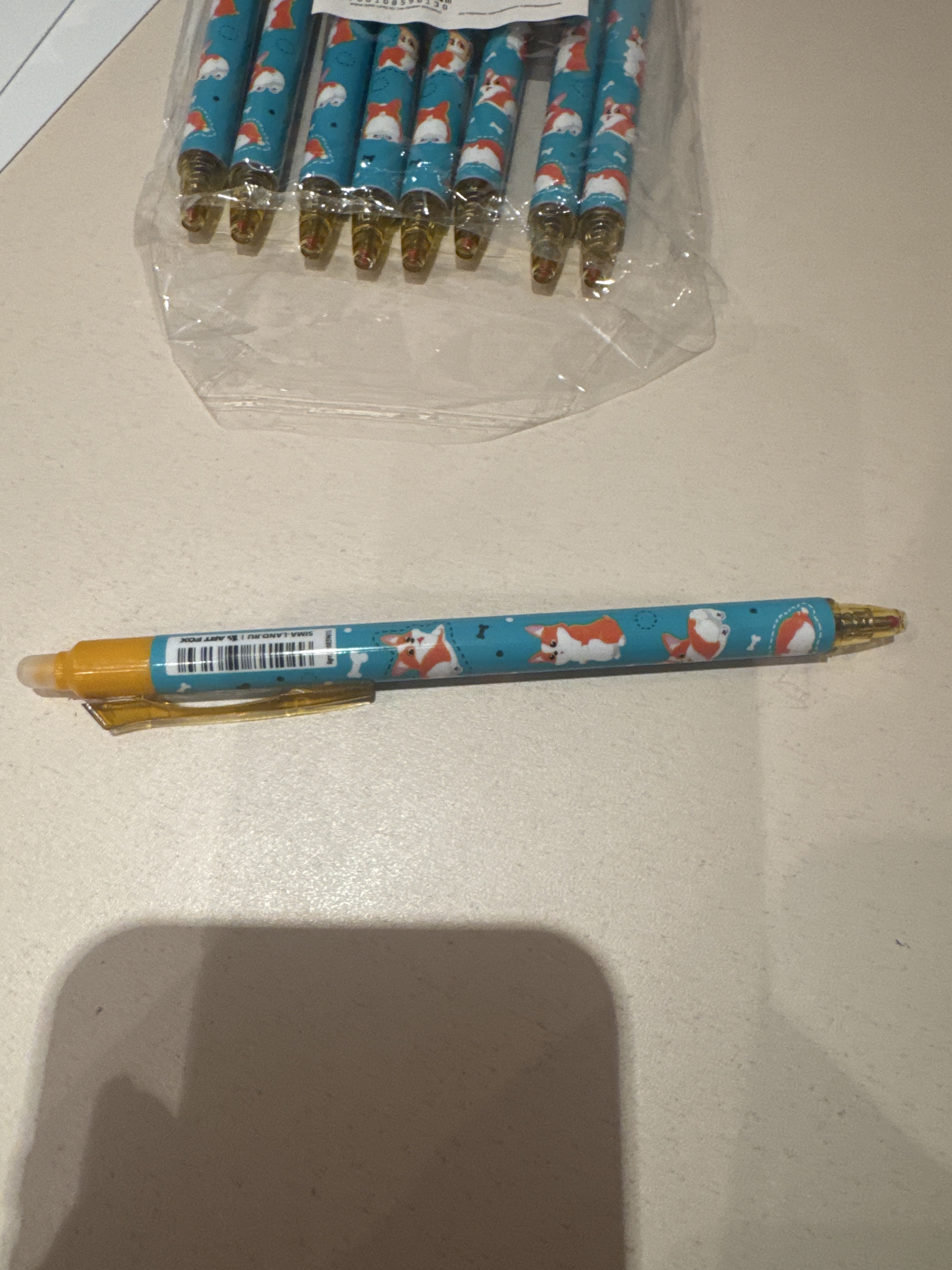 Фотография покупателя товара Ручка пластик пиши-стирай автоматическая «Милый корги», синяя паста 0.7 мм - Фото 1