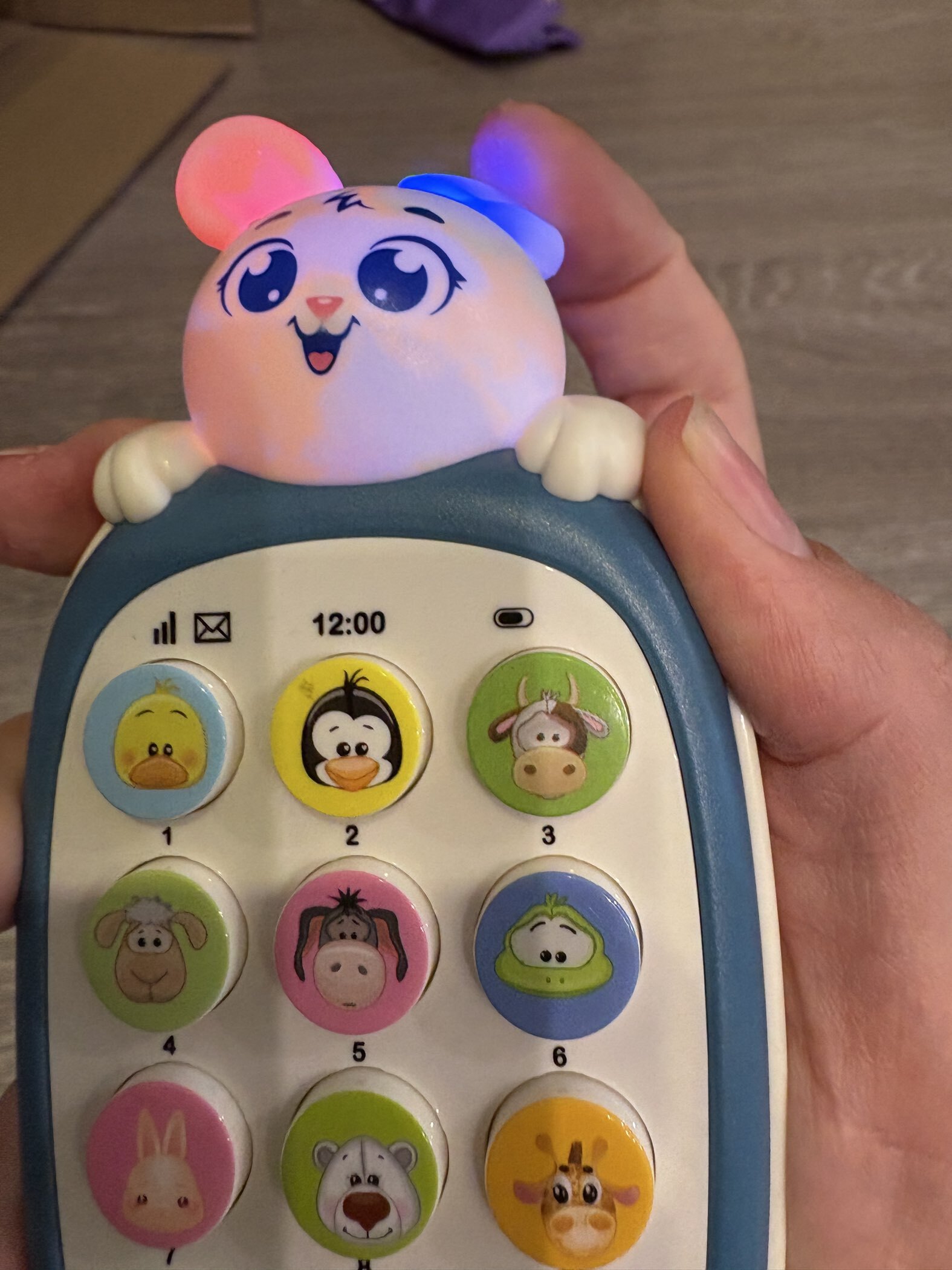 Фотография покупателя товара Музыкальный телефон детский «Малыш Банни», звук, цвет синий - Фото 4