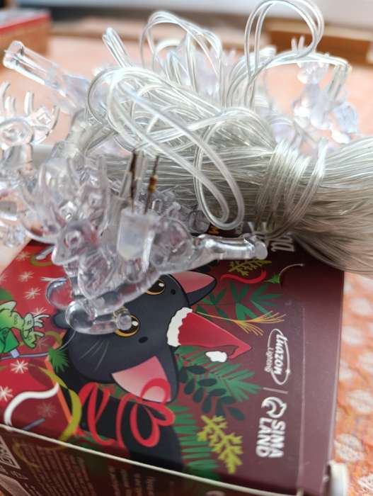 Фотография покупателя товара Гирлянда «Нить» 5 м с насадками «Олени», IP20, прозрачная нить, 20 LED, свечение мульти (RG/RB), мигание, 220 В - Фото 1