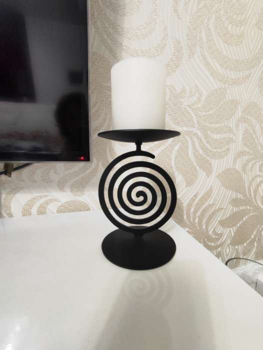 Фотография покупателя товара Подсвечник на 1 свечу «Спираль», 11×10×16 см, чёрный - Фото 1