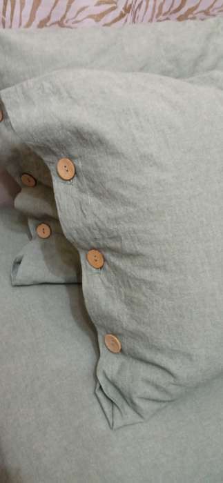 Фотография покупателя товара Постельное бельё 2-спальное «Этель» Denim, жатый хлопок, оливковое - Фото 2