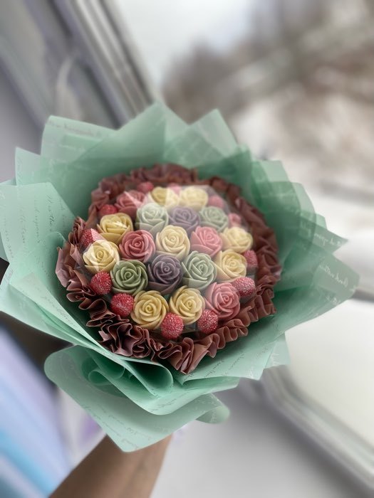 Фотография покупателя товара Пленка для цветов "Послание", небесный, 0,6 х 10 м - Фото 9