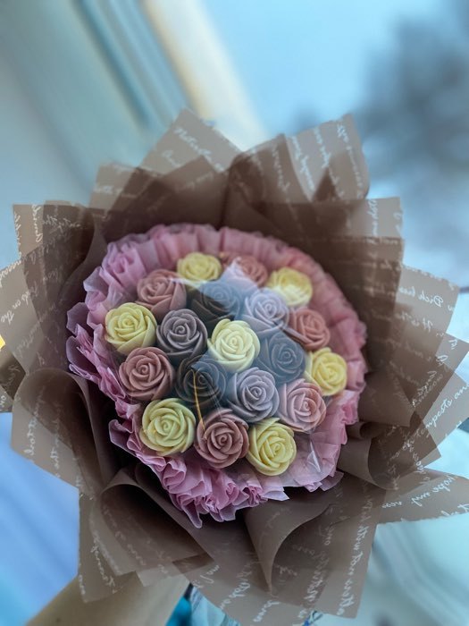 Фотография покупателя товара Пленка для цветов "Послание", небесный, 0,6 х 10 м - Фото 7