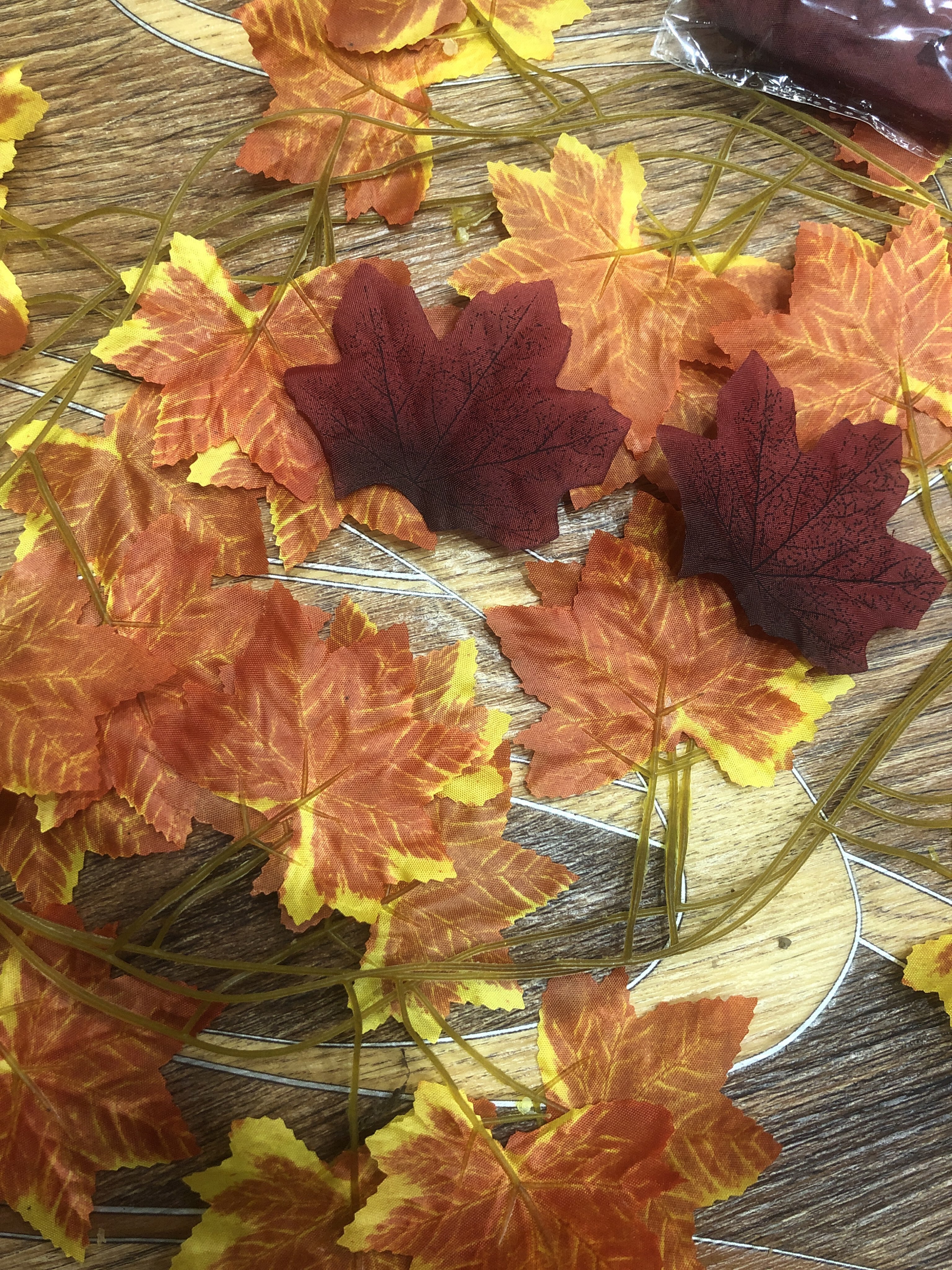 Фотография покупателя товара Декор «Гирлянда из листьев» длина: 2.4 м, ширина: 17 см, цвет красно-жёлтый - Фото 27