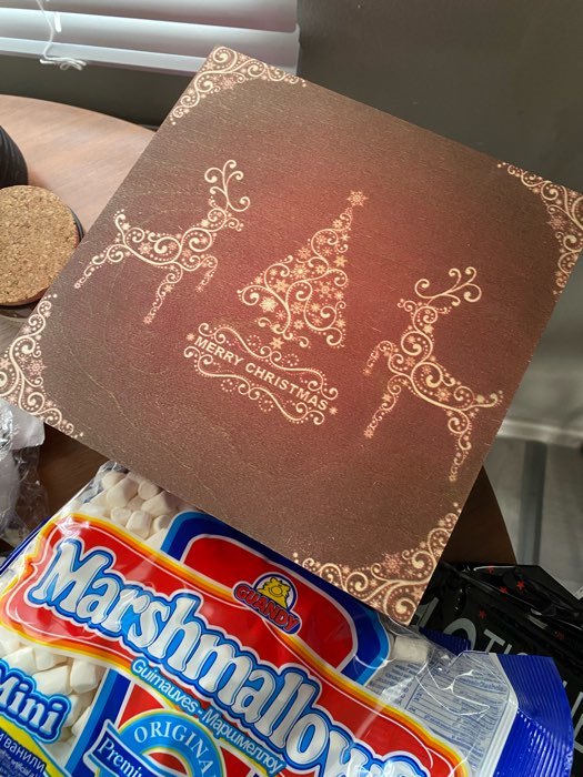 Фотография покупателя товара Коробка подарочная "Merry Christmas, c оленями", бордовая, 20×20×10 см - Фото 4