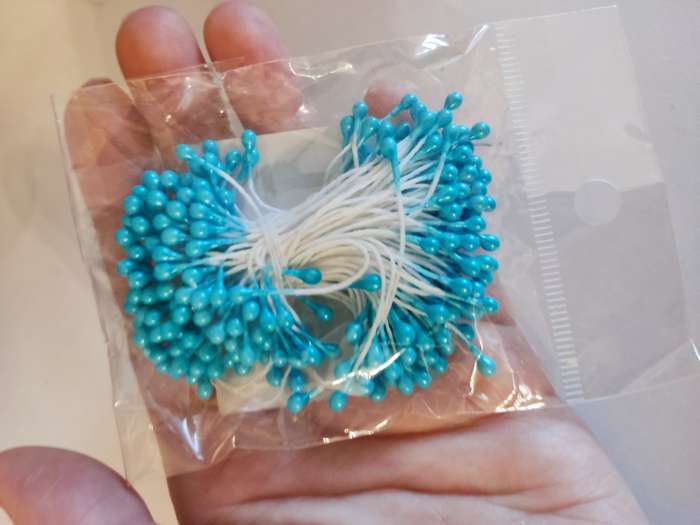 Фотография покупателя товара Тычинки для искусственных цветов "Капельки морская волна" (набор 130 шт) длина 6 см
