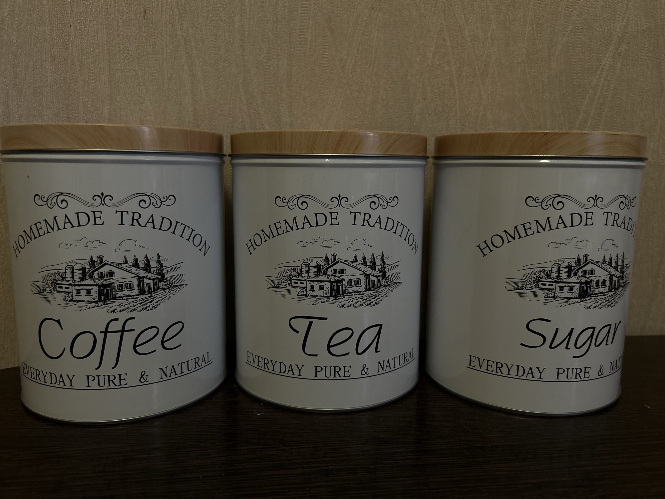 Фотография покупателя товара Банки для хранения сыпучих Sugar Coffee Tea, 1.2 л, 10.5×14 см, 3 шт., жесть, серые - Фото 1