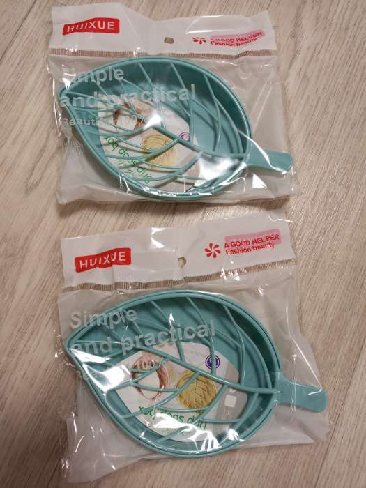 Фотография покупателя товара Мыльница «Лист», пластик, 17.5×10.5×2 см, зелёный - Фото 2