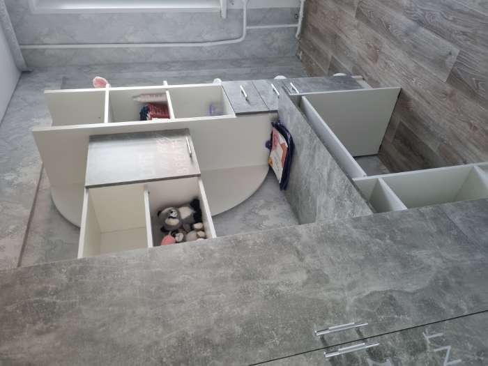 Фотография покупателя товара Стенка детская «Юниор 2», комплект 4 предмета, 2550×520×2000 мм, цвет белый/бетон светлый - Фото 1