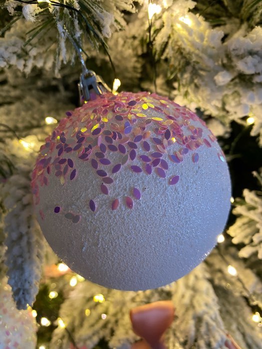 Фотография покупателя товара Ёлочные игрушки «Новелла перламутр», шары новогодние, d=8 см, 3 шт., белый - Фото 1