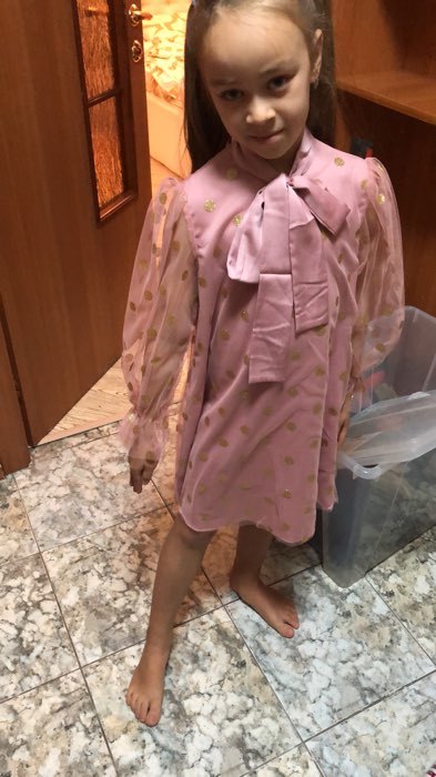 Фотография покупателя товара Платье детское нарядное KAFTAN горошек, рост 98-104, розовый - Фото 1
