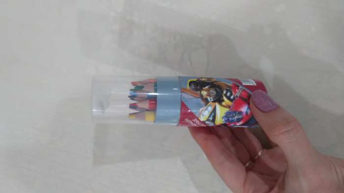 Фотография покупателя товара Цветные карандаши в тубусе, 12 цветов, трехгранные, Трансформеры - Фото 1