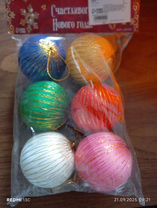 Фотография покупателя товара Ёлочные игрушки «Золотая нить», шары новогодние, d=5 см, набор 6 шт., МИКС - Фото 9