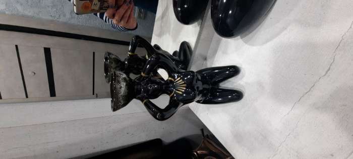 Фотография покупателя товара Подсвечник "Дива", чёрный, керамика, 22 см, чаша микс - Фото 4