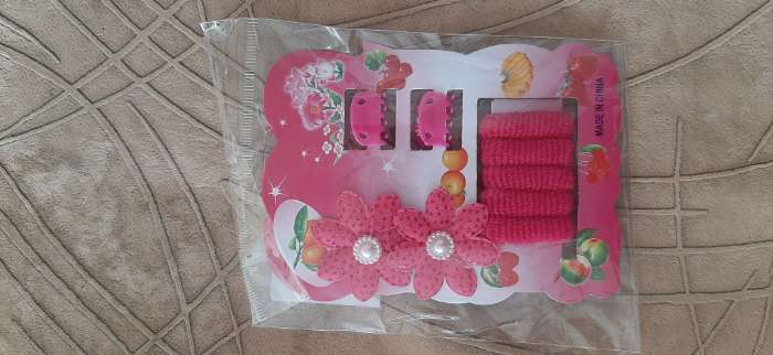 Фотография покупателя товара Набор для волос "Софи" (7 резинок, 2 краба) цветочки, розовый - Фото 1