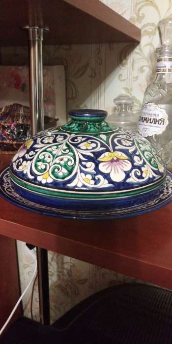 Фотография покупателя товара Блинница Риштанская Керамика "Цветы", 26 см, синий - Фото 1
