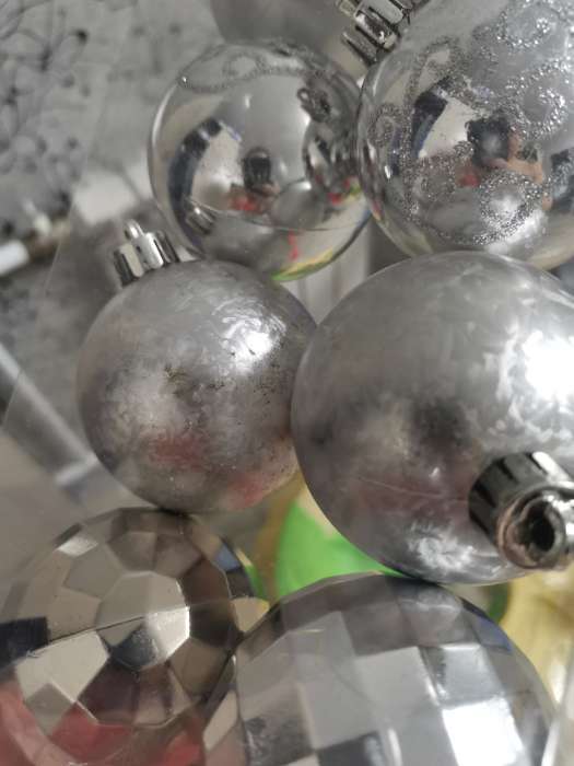 Фотография покупателя товара Набор шаров пластик d-6 см, 8 шт "Диско ассорти" серебро