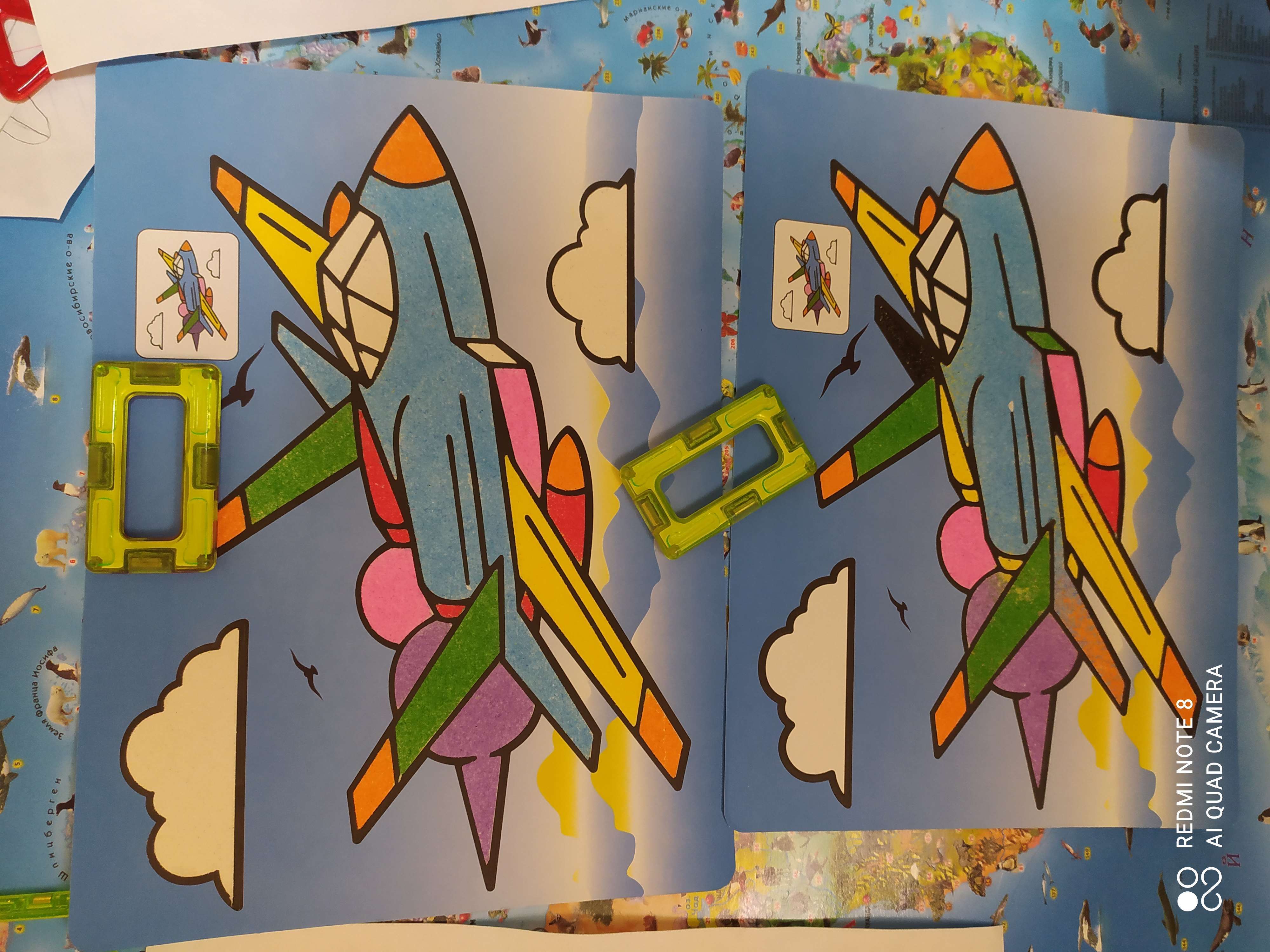 Фотография покупателя товара Фреска с цветным основанием «Истребитель» 9 цветов песка по 2 г