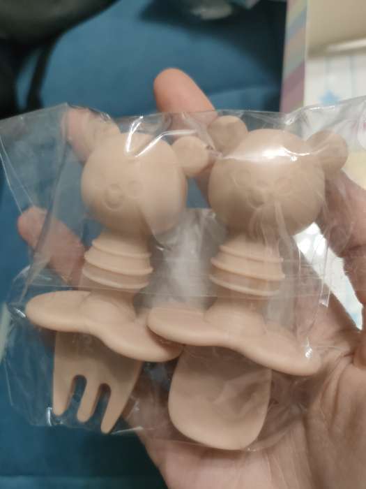 Фотография покупателя товара Набор детских столовых приборов «Медвежата», вилка, ложка, бежевый - Фото 1