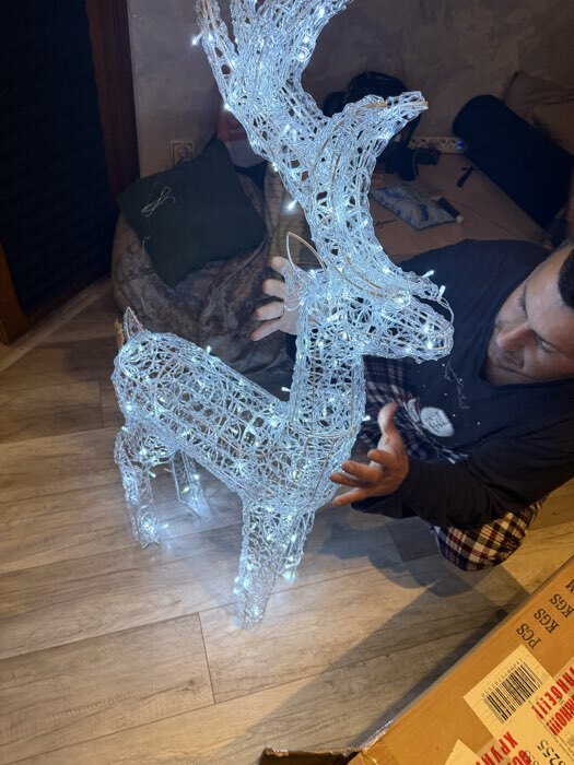 Фотография покупателя товара Светодиодная фигура «Кружевной олень» 60×105×18 см, металл, 31 В, мерцание, свечение белое - Фото 2