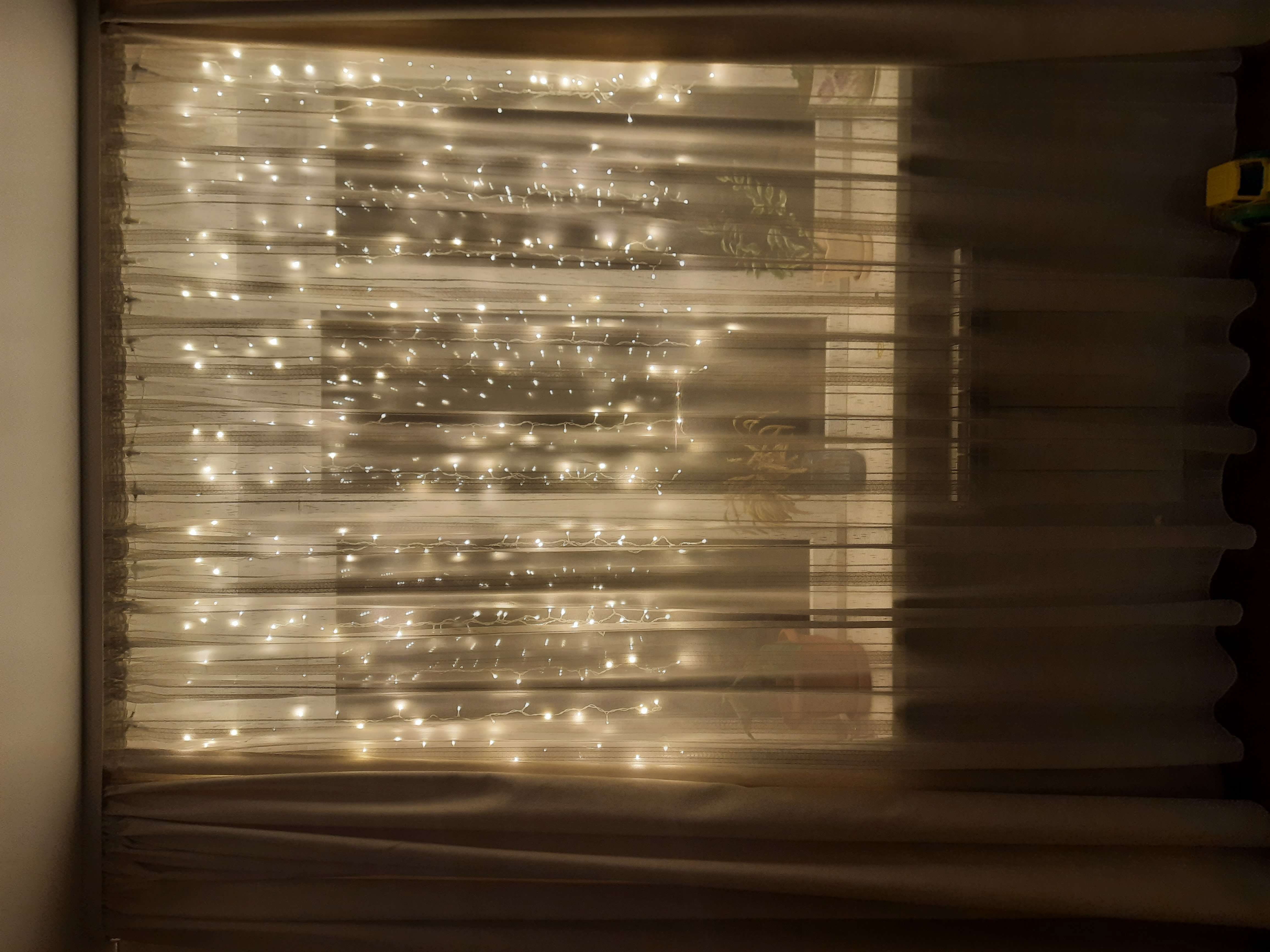 Фотография покупателя товара Гирлянда «Занавес» 2 × 1.5 м, IP44, УМС, белая нить, 360 SMD-LED, свечение тёплое белое, 220 В - Фото 1